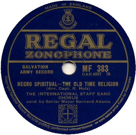 MF383 - Vocal - Negro Spiritual - The Old Time Religion - Record Label.gif